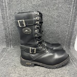 Xelement X19409 Fury 12-Inch Lace Up Motorcycle Boots High Black Leather 10.5 M‎